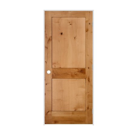 TRIMLITE 24"x80"x13/8" Knotty Alder 2Panel Interior Shaker 71/4" LH Prehung Door Satin Nickel Hinges 2068ska8402LH15714